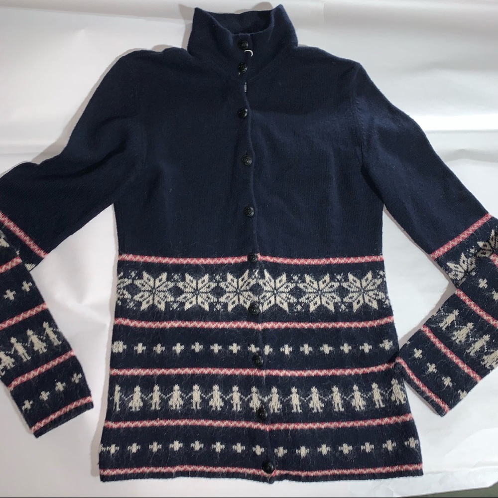 CHANEL size 38 wool cashmere mohair CARDIGAN snowflake and Coco theme - Picture 4 of 13